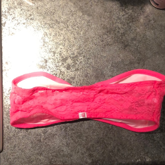 VS PINK: Pink/Coral Lace Bandeau - Picture 2 of 4